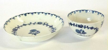 A Liverpool (Pennington) porcelain tea bowl and saucer