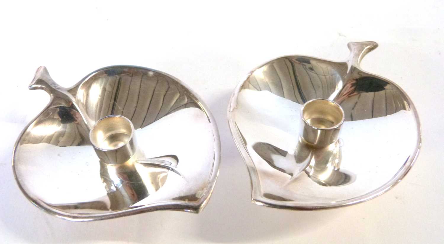 Pair of Modernist taper-holders by Danish Silversmith Einar Dragsted - Image 4 of 6