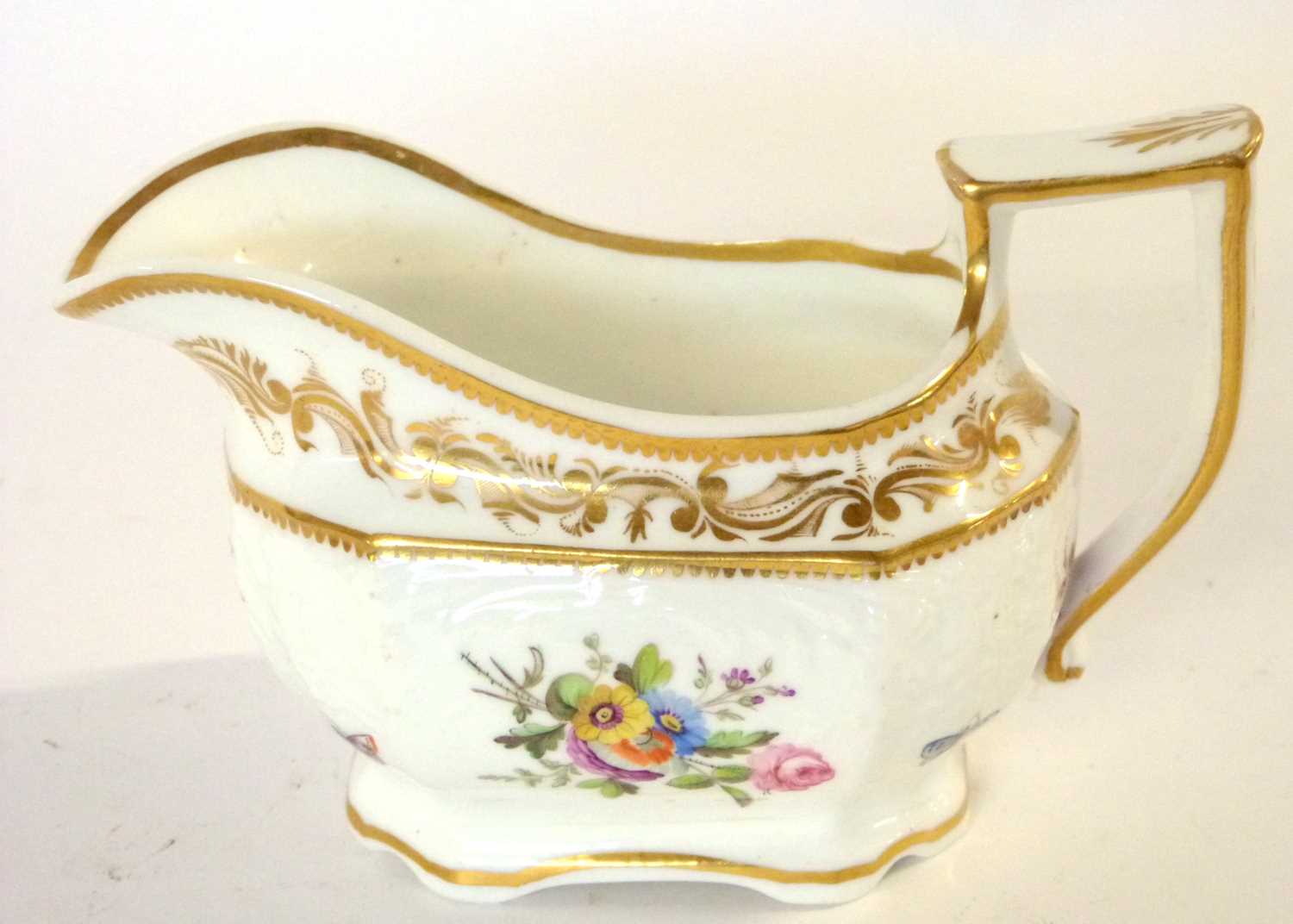 A Spode Felspar porcelain milk jug circa 1820 with floral decoration, Spode rare mark to base and - Image 2 of 3