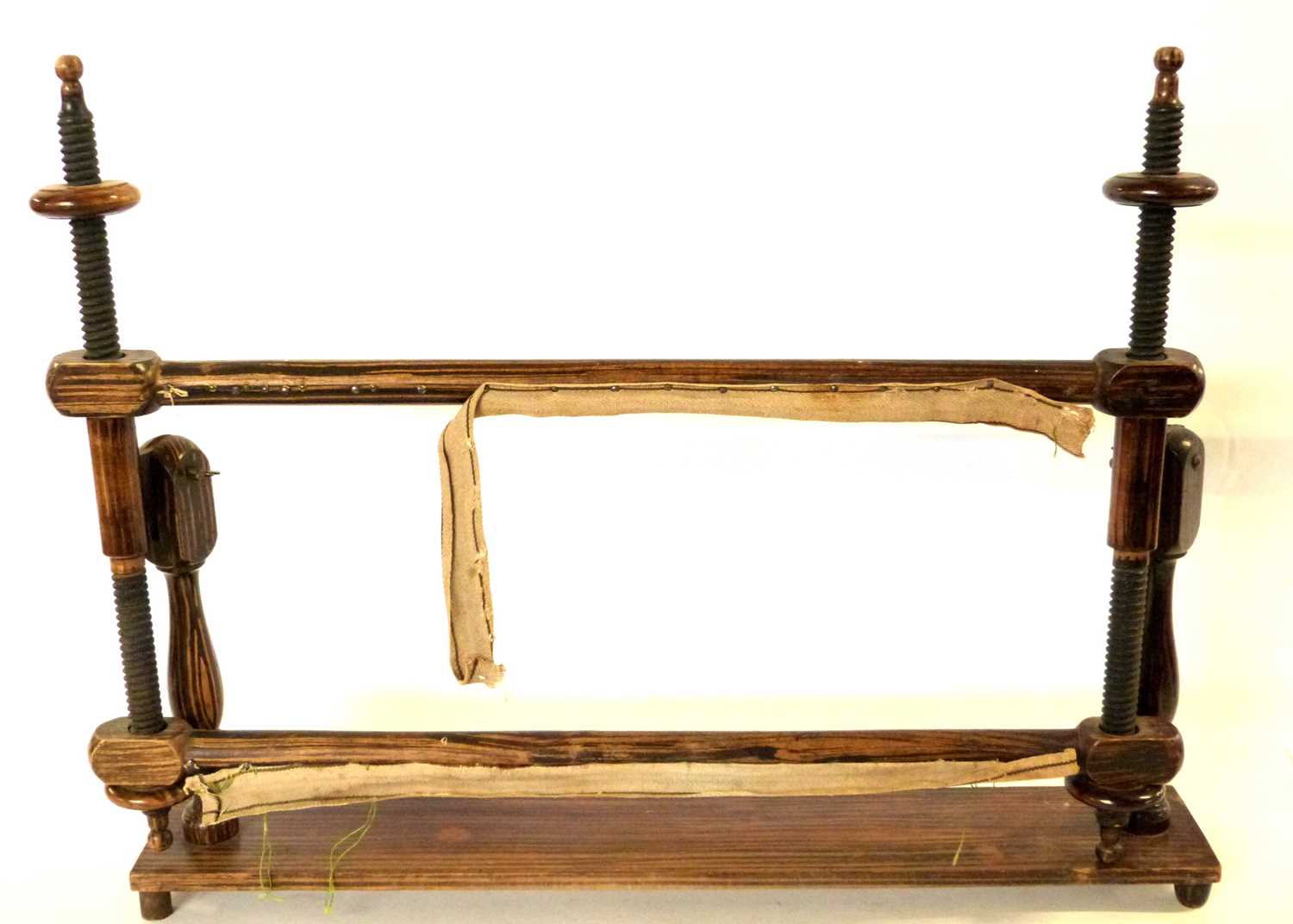 19th century mahogany and painted faux rosewood tapestry or needlework stretcher with period painted