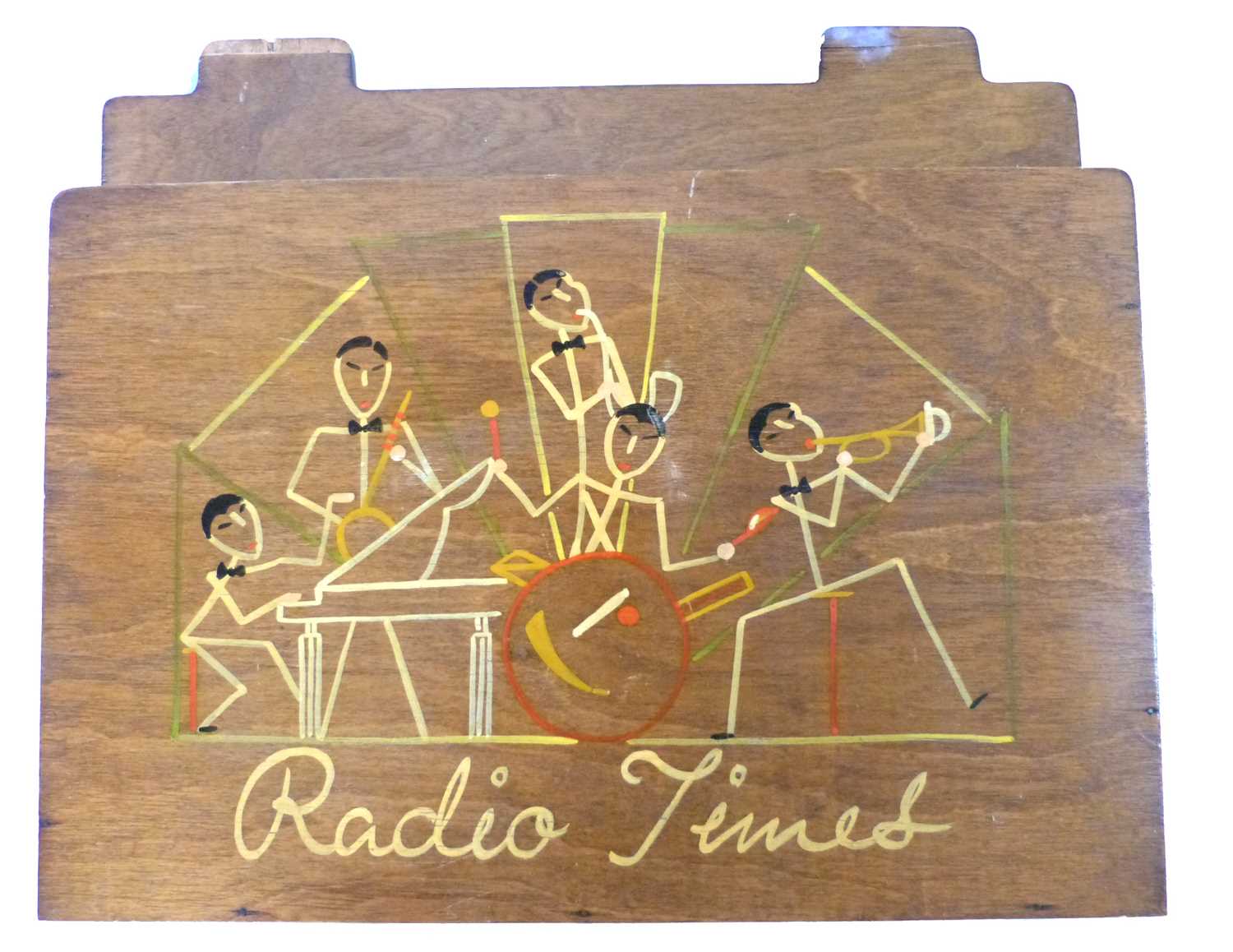 A 1930's Art Deco Wesco Woodcrafts "Radio Times" plywood magazine rack, with handpainted stylised - Image 7 of 7