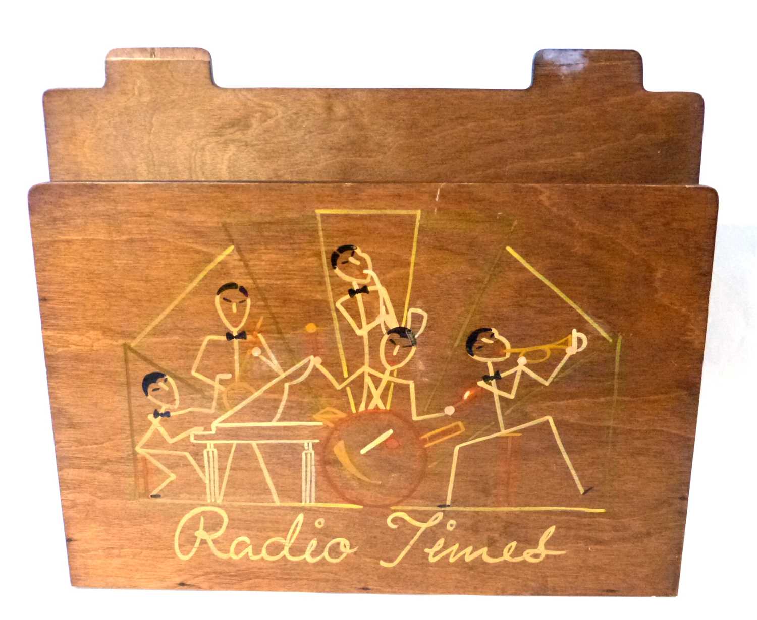 A 1930's Art Deco Wesco Woodcrafts "Radio Times" plywood magazine rack, with handpainted stylised - Image 2 of 7