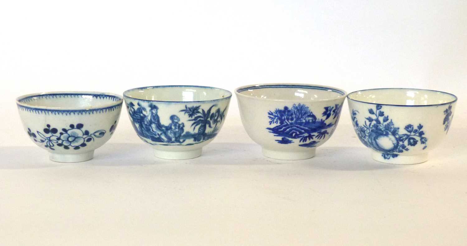 A group of four English porcelain tea bowls including a Liverpool example and Worcester examples - Image 2 of 5