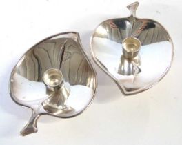 Pair of Modernist taper-holders by Danish Silversmith Einar Dragsted