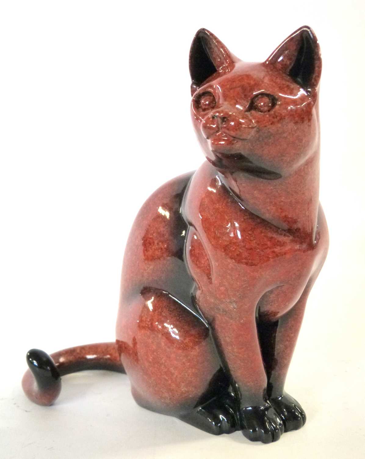 A Studio Pottery Flambe glaze cat - Image 2 of 6
