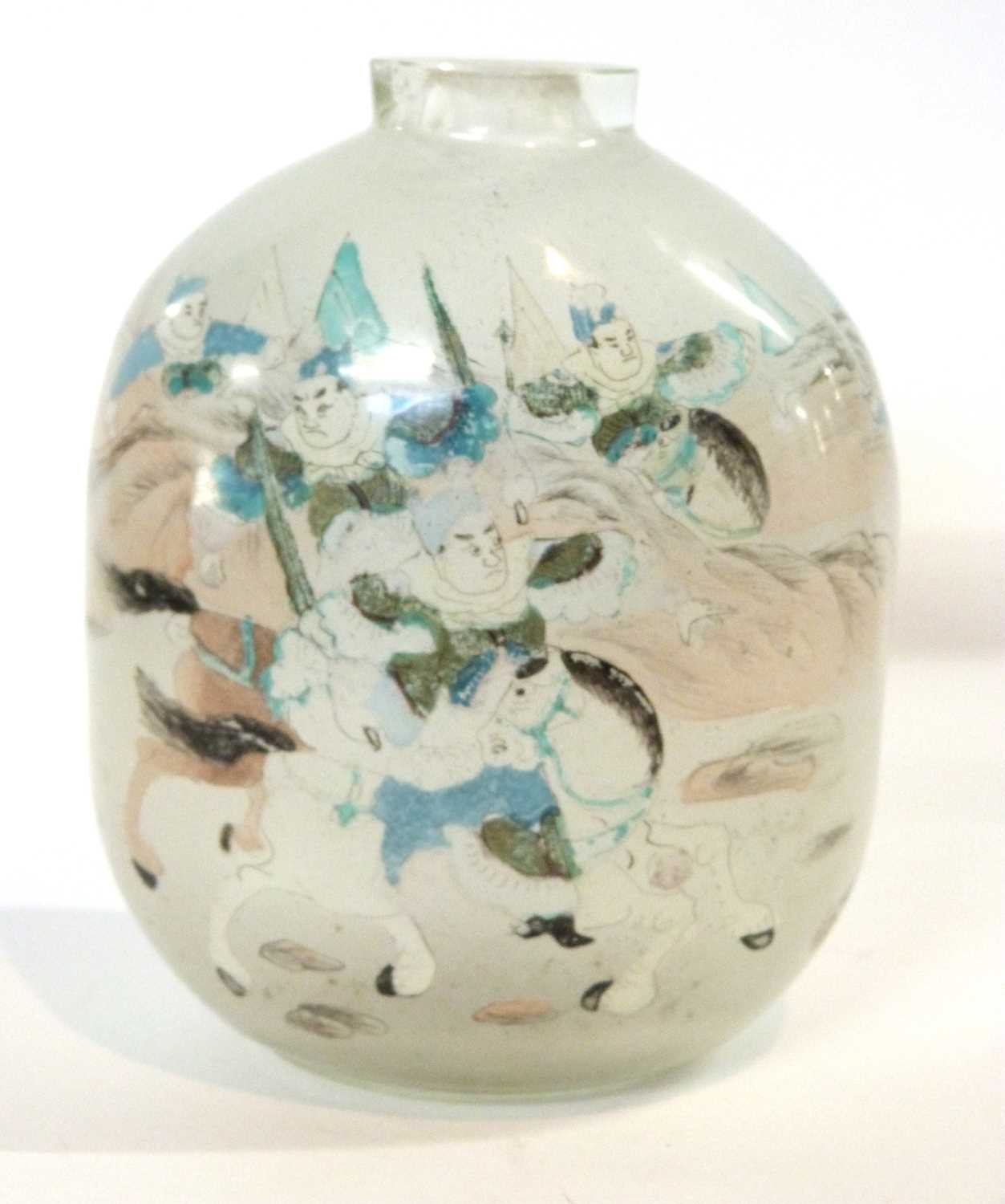 A large glass scent bottle with Chinese painted decorated and signature to neck, 14cm high - Image 4 of 8