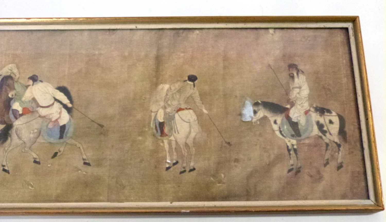 A framed print of Li Ling polo players, probably Ming Dynasty, the image 74cm long - Bild 7 aus 7