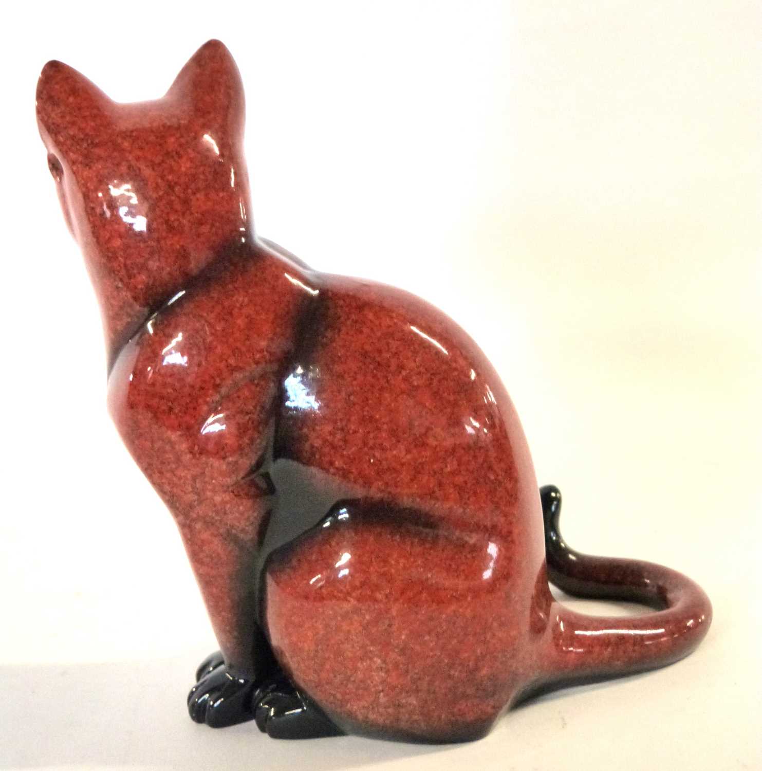A Studio Pottery Flambe glaze cat - Image 3 of 6