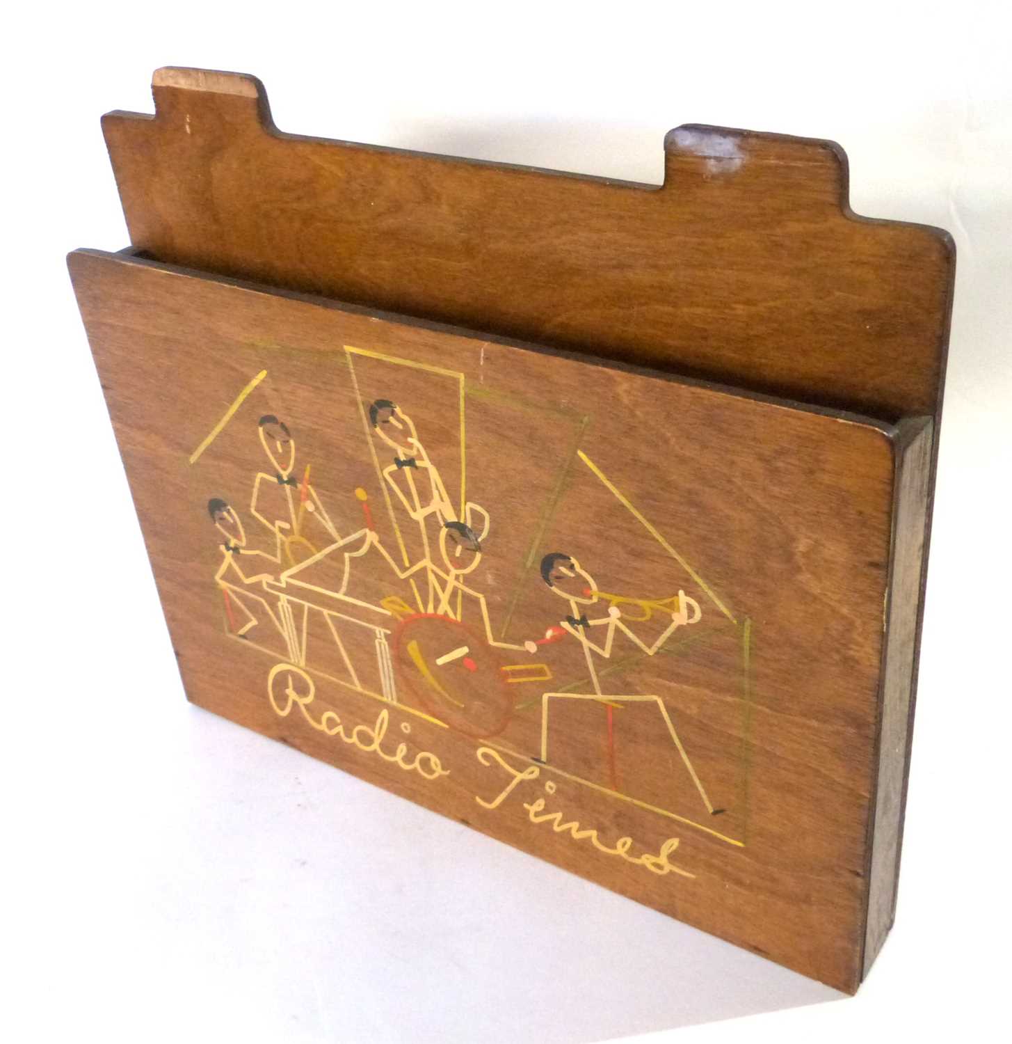 A 1930's Art Deco Wesco Woodcrafts "Radio Times" plywood magazine rack, with handpainted stylised - Image 3 of 7