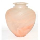 An Art Glass vase with a pink swirl design, 28cm high
