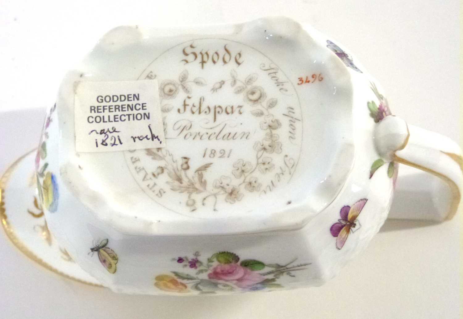 A Spode Felspar porcelain milk jug circa 1820 with floral decoration, Spode rare mark to base and - Image 3 of 3