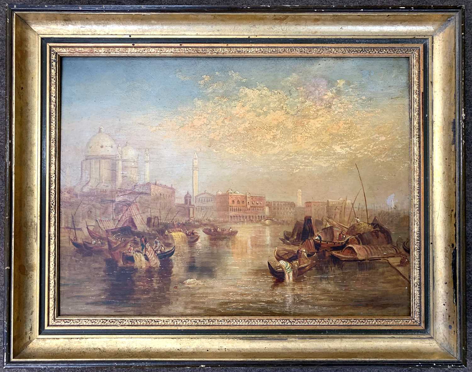 After JMW Turner (1775-1851), Venice from the Giudecca, oil on panel board, 35x47cm, framed
