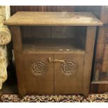 Jack Grimble of Ingworth - Oak side cabinet with two doors carved with Tudor rose detail, signed