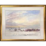 Alwyn Crawshaw (British, b.1934), 'Snow at Thurnemouth Norfolk', watercolour, signed, 53x74cm,