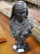 After Buese, bronze bust of a Middle Eastern woman, 32cm high