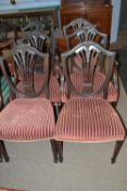 Set of eight Georgian style mahogany dining chairs with wheatsheaf decoration