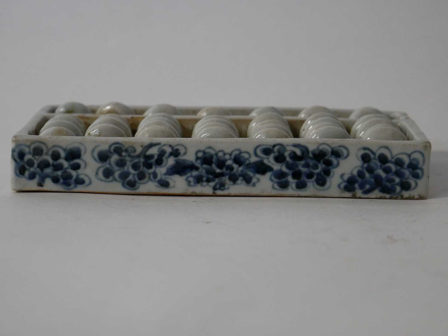 Chinese porcelain abacus in rectangular frame with impressed marks to base, 15cm long - Image 3 of 7