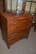 Small mahogany chest in Georgian style fitted with four graduated drawers with brass swan neck
