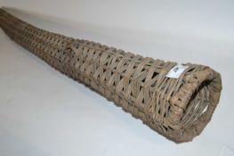 Very unusual 19th century wicker coaching horse whip case of tapering cylindrical form, 135cm long