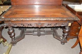 A 19th Century central European writing table or desk with two freize drawers, inlaid top with