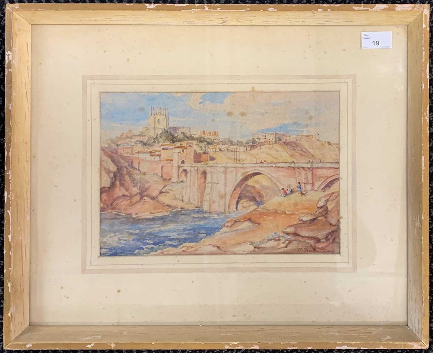 Muriel Inwood (British, 20th century), 'Toledo', watercolour, signed, 23x30cm, framed and glazed.