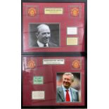 A pair of Manchester United display montages, to include: - Alex Ferguson, with autographed card,