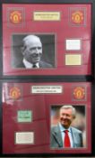 A pair of Manchester United display montages, to include: - Alex Ferguson, with autographed card,