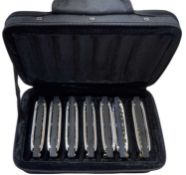 A set of cased blues harmonicas by Hohner