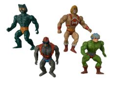A collection of vintage He-Man action figures, to include: - He-Man - Stratos - Man at Arms - Mer-