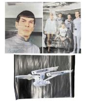 Three Star Trek cast posters bearing various signatures, to include: - Leonard Nimoy (Mr Spock) /