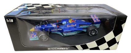 A boxed Minichamps 1:18 scale model, Red Bull Sauber Petronas, C19, M Salo