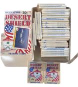 A retail box containing 36 sealed bind packs of Operation Desert Shield trading cards