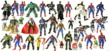 A mixed lot of vintage Marvel and DC action figures, to include Hasbro, Toybiz etc