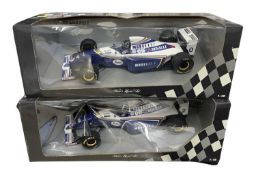 A pair of boxed Paul's Model Art 1:18 scale model racing cars, to include: - Williams F1 FW16, D