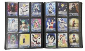 A folder containing a collection of Weiß Schwarz trading cards. Approximately 360 cards