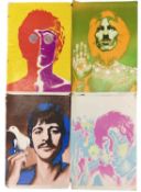 A set of 4 limited edition prints of the Beatles, by Richard Avedon for the Daily Express. Some wear
