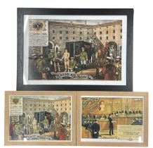 A trio of reproduction prints depicting Harry Houdini