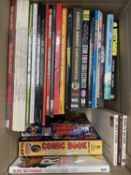 1 box: Mixed books including comic book art, film postcards, comic book collecting, etc