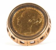An 1880 sovereign ring, with 9ct mount hallmarked London 1978, size J, 15.9g