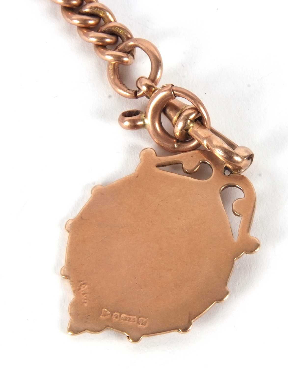 A 9ct rose gold chain, the curblink chain with every link stamped '9.375', with lobster clasp, - Image 3 of 3