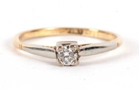 A diamond solitaire ring, the round brilliant cut diamond, estimated approx. 0.16cts, in a four claw