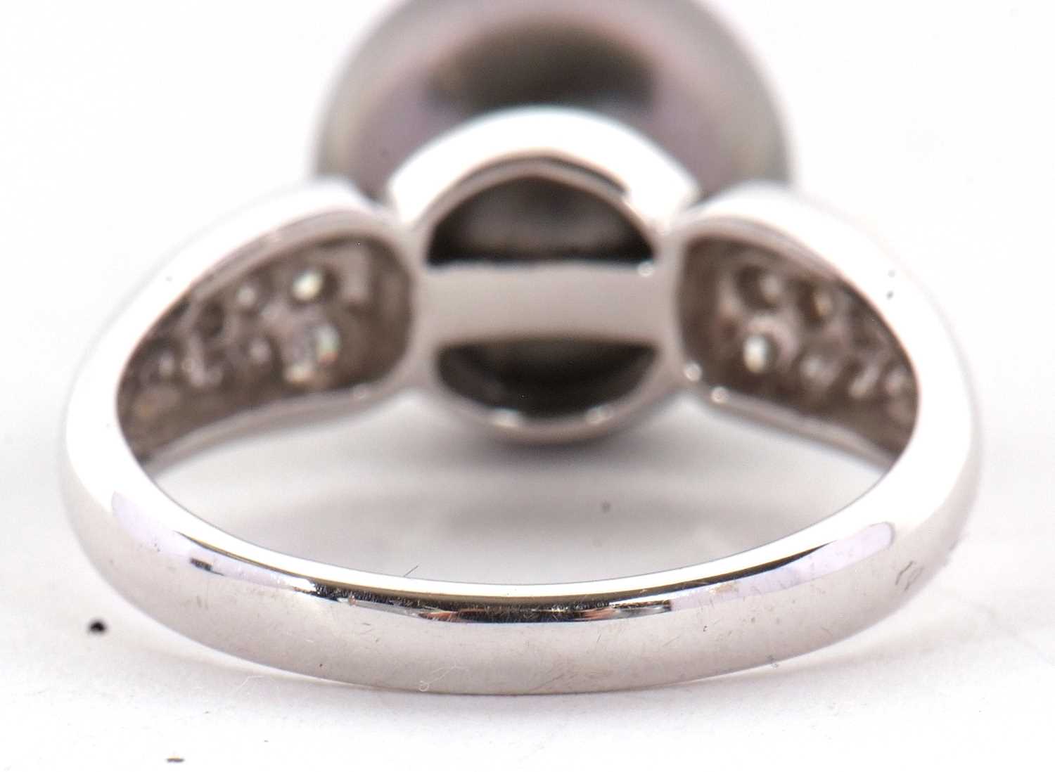 An 18ct cultured black pearl and diamond ring, the round black cultured pearl, approx. 11.5mm - Image 3 of 9