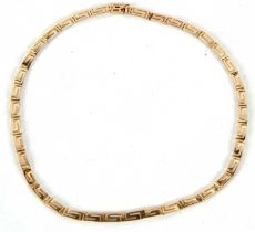 A Greek key necklace, the slightly curved Greek key style links with integrated concealed clasp