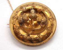 A late 19th century keepsake brooch, the dome brooch set with raised naturalistic acorn and oak