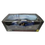 A boxed Hotwheels Limited Edition Ferrari Challenge Stradale 1:18 scale model, in blue