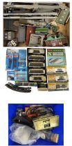 A mixed lot of boxed N-gauge model railway accessories and railway carriages etc, together with a