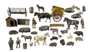 A collection of various Britains and J Hill die-cast figures and farm animals