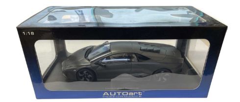 A boxed AutoArt Lamborghini Reventon 1:18 scale model, in black