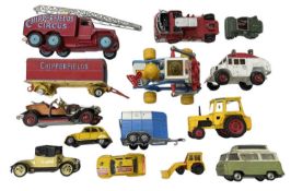 A collection of various playworn Corgi die-cast vehicles