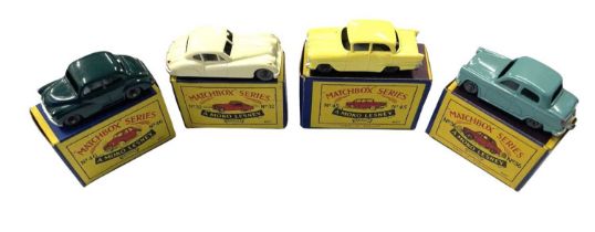 Four Matchbox Series / Moko Lesney boxed cars, to include: - Nos 46 / 32 / 43 / 36